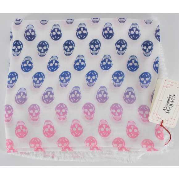 Alexander McQueen Pastel Modal BIKER SKULL Scarf - Picture 1 of 9